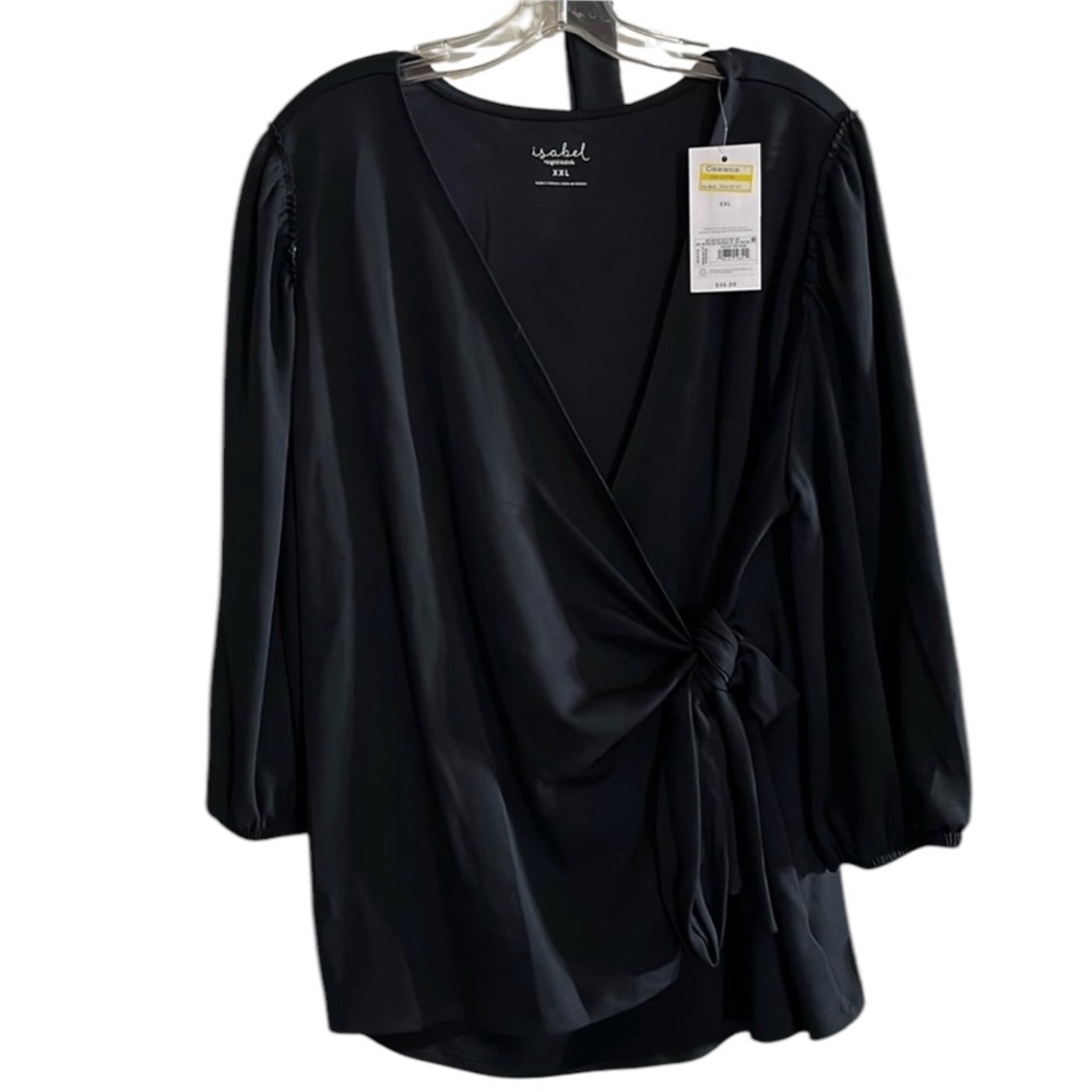 Isabel Maternity by Isabel Ingrid size  XXL black wrap top 3/4 sleeve NWT